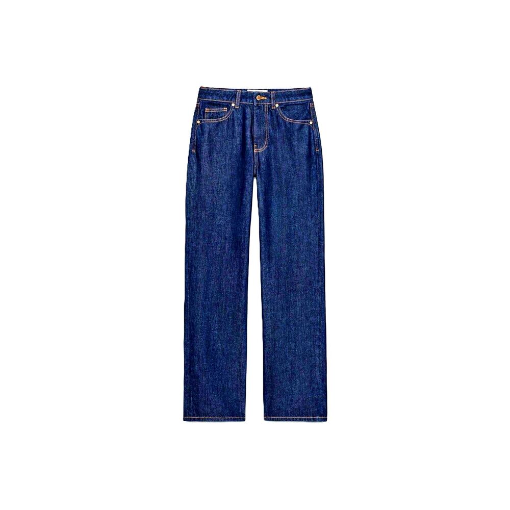 ZARA High Waisted Straight Leg Indigo Blue Jeans - Women's 4